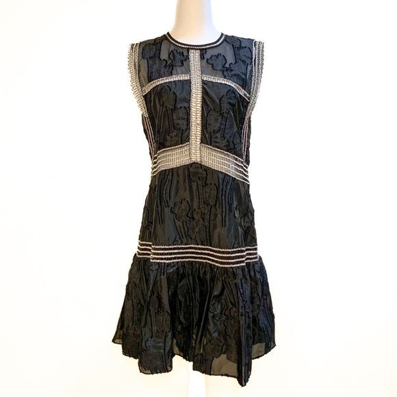 Alexis Dresses & Skirts - Alexis Rajani Black Burnout Fit and Flare Sheer Sleeveless Mini Dress Size Large